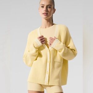 New! Alo Yoga Tennis Club Sweater Knit Cardigan Warm Butter Size XS NWT